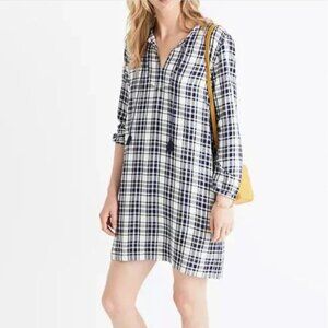 Madewell Plaid Artiste Tunic Shift Dress with Tassels XS